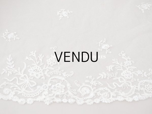 画像10: アンティーク  ウェディングヴェール  花のブーケのモチーフ 約276×174cm アプリカシオン・アングルテール (ボビンレース)　 (10)