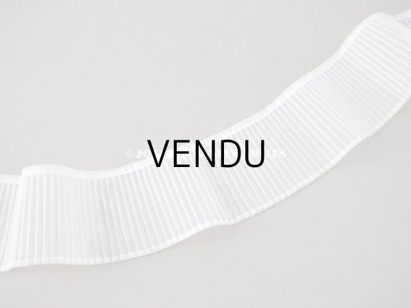 画像4: アンティーク 幅広 プリーツリボン コットンオーガンジー  155cm  幅8cm オフホワイト (4)