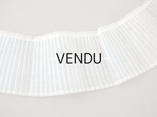 画像5: アンティーク 幅広 プリーツリボン コットンオーガンジー  155cm  幅8cm オフホワイト (5)