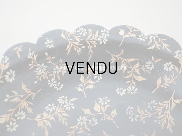 画像6: 19世紀 アンティーク ナポレオン3世 パピエマシェのトレイ　花模様　花リム (6)