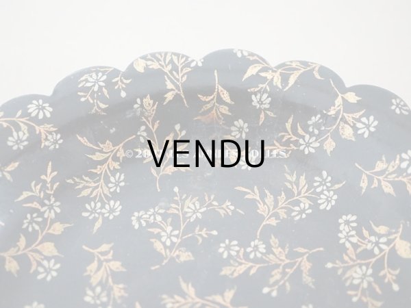 画像5: 19世紀 アンティーク ナポレオン3世 パピエマシェのトレイ　花模様　花リム (5)