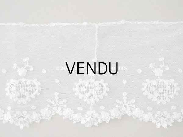 画像8: アンティーク  レース 花のメダイヨン　2.2m  幅12.6cm (8)