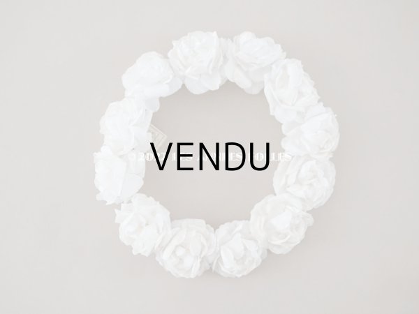 画像2: 未使用 アンティーク 薔薇の布花のティアラ　ラベル付き ヘッドリース オフホワイト - AU BON MARCHE - (2)
