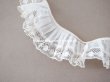 画像4: アンティーク プリーツ&フリルリボン レース付き オフホワイト  74cm 幅3.2cm  (4)