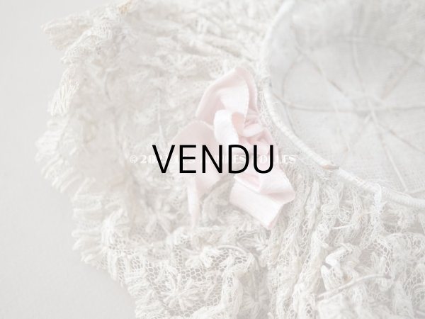 画像5: アンティーク ドールハット ピンクのシルクリボン　＆　レース (5)