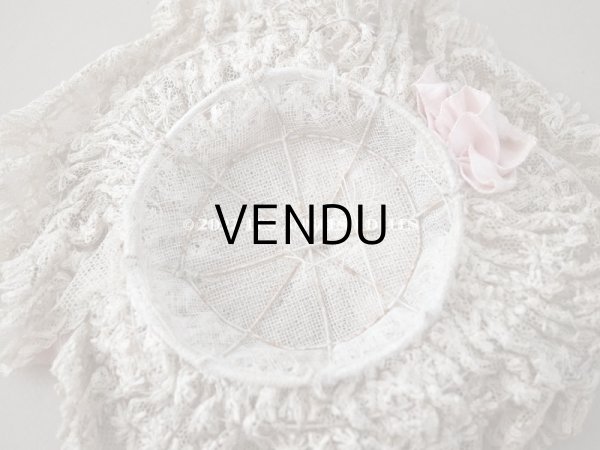 画像4: アンティーク ドールハット ピンクのシルクリボン　＆　レース (4)