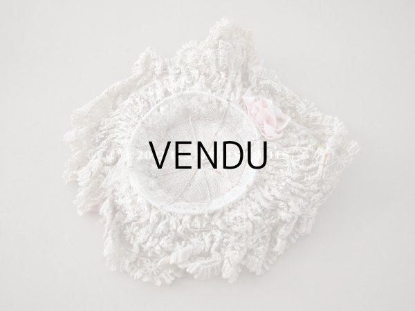 画像3: アンティーク ドールハット ピンクのシルクリボン　＆　レース (3)