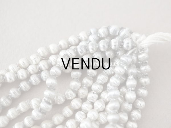 画像5: アンティーク スフレビーズ ライン入り 丸 吹きガラス製ビーズ シルバー 3.5mm 約600~880ピース (5)