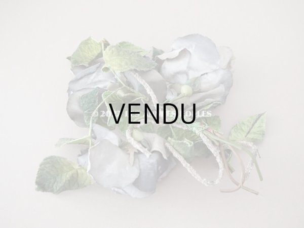 画像8: アンティーク 3輪の薔薇の大きな布花 グレー　 (8)