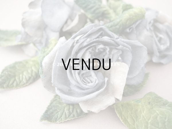 画像5: アンティーク 3輪の薔薇の大きな布花 グレー　 (5)