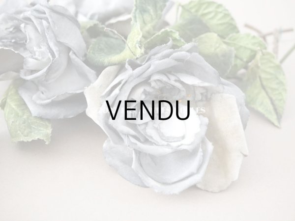 画像6: アンティーク 3輪の薔薇の大きな布花 グレー　 (6)