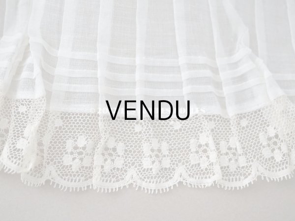 画像3: 1900年代 アンティーク 幅広 ドレスの裾  プリーツ入り レース付 3.44m 幅21.5cm　コットンオーガンジー (3)