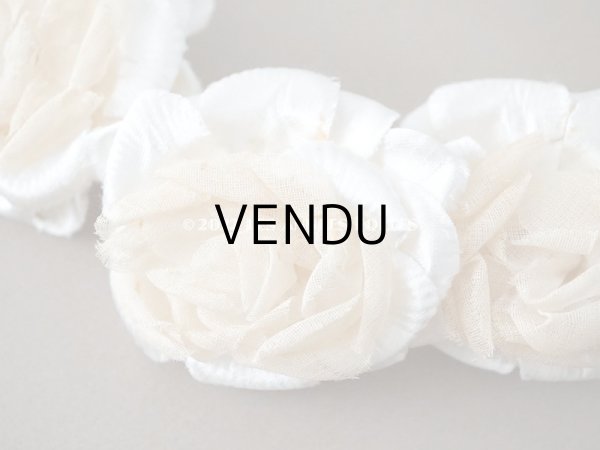 画像6: アンティーク シルクサテン&コットンオーガンジー 薔薇の布花のティアラ 花冠 (6)