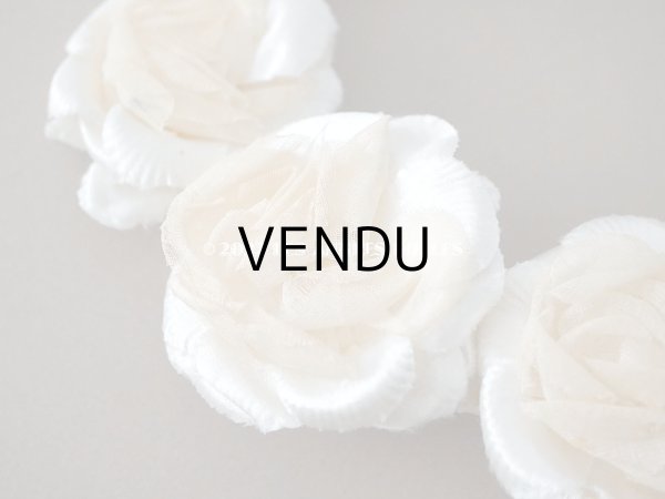 画像5: アンティーク シルクサテン&コットンオーガンジー 薔薇の布花のティアラ 花冠 (5)