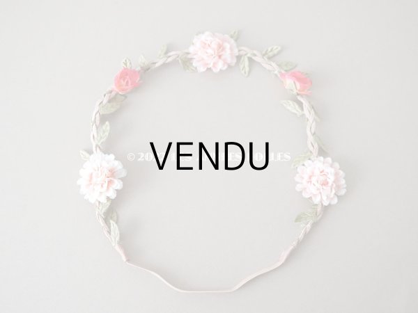画像4: アンティーク ピンクの薔薇の布花のティアラ 花冠　 (4)