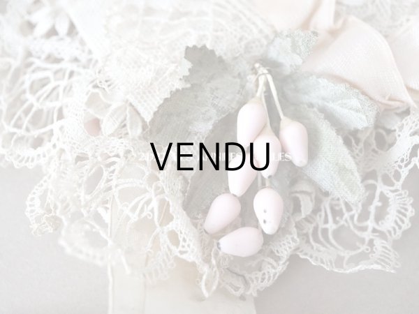 画像3: アンティーク ベビー用　ボネ　手編みのレース＆ベビーピンクのシルクリボン (3)