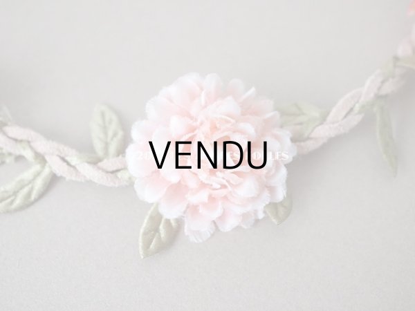 画像7: アンティーク ピンクの薔薇の布花のティアラ 花冠　 (7)