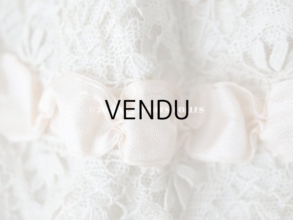 画像9: アンティーク ベビー用　ボネ　手編みのレース＆ベビーピンクのシルクリボン (9)