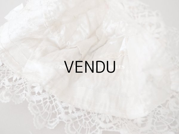 画像11: アンティーク ベビー用　ボネ　手編みのレース＆ベビーピンクのシルクリボン (11)