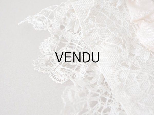 画像4: アンティーク ベビー用　ボネ　手編みのレース＆ベビーピンクのシルクリボン (4)