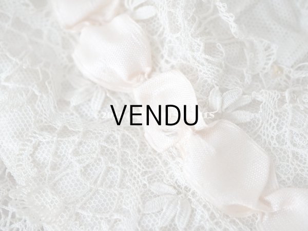 画像5: アンティーク ベビー用　ボネ　手編みのレース＆ベビーピンクのシルクリボン (5)