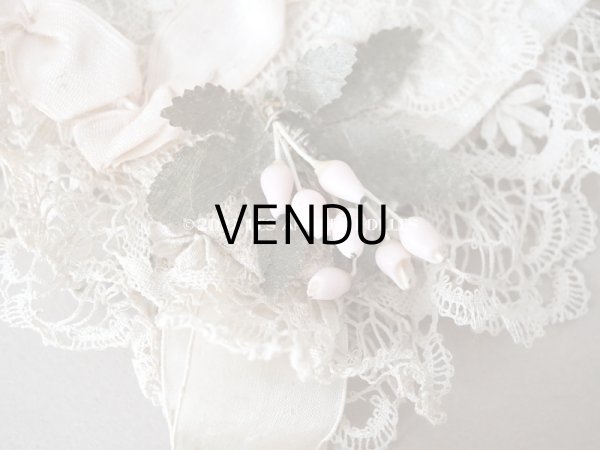 画像7: アンティーク ベビー用　ボネ　手編みのレース＆ベビーピンクのシルクリボン (7)