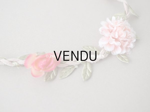 画像6: アンティーク ピンクの薔薇の布花のティアラ 花冠　 (6)