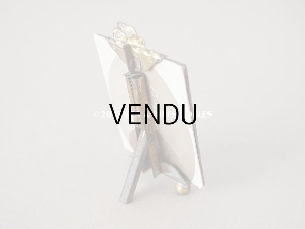 画像6: アンティーク とても小さなフォトフレーム  リボンモチーフ付き 赤＆黒のマーブル　 (6)