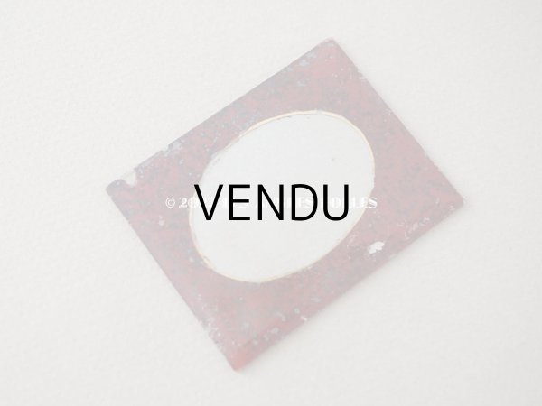 画像3: アンティーク とても小さなフォトフレーム  リボンモチーフ付き 赤＆黒のマーブル　 (3)