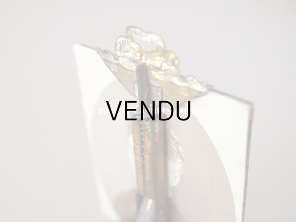 画像10: アンティーク とても小さなフォトフレーム  リボンモチーフ付き 赤＆黒のマーブル　 (10)