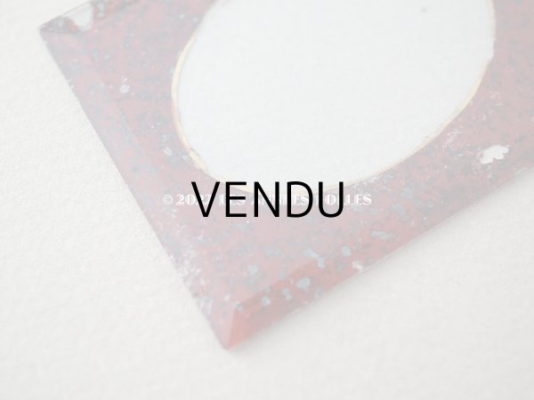 画像5: アンティーク とても小さなフォトフレーム  リボンモチーフ付き 赤＆黒のマーブル　 (5)