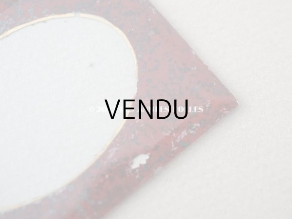 画像4: アンティーク とても小さなフォトフレーム  リボンモチーフ付き 赤＆黒のマーブル　 (4)