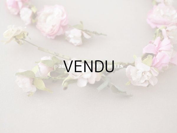 画像8: アンティーク ピンクの薔薇の布花のティアラ 花冠　 (8)