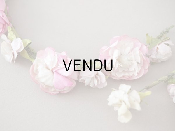 画像3: アンティーク ピンクの薔薇の布花のティアラ 花冠　 (3)