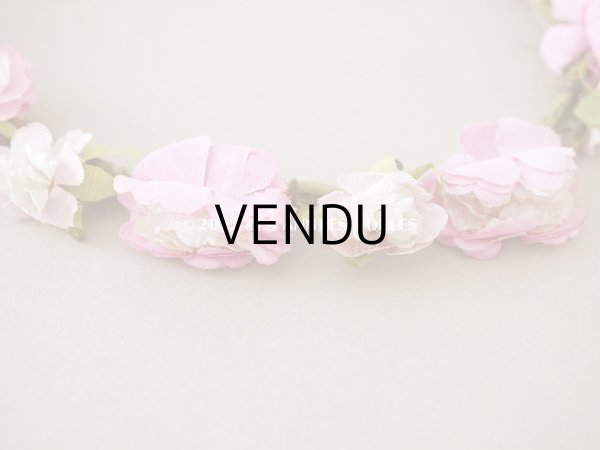 画像6: アンティーク ピンクの薔薇の布花のティアラ 花冠　 (6)