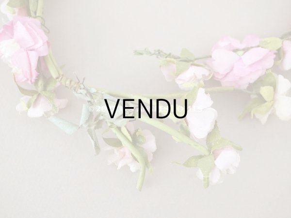 画像10: アンティーク ピンクの薔薇の布花のティアラ 花冠　 (10)