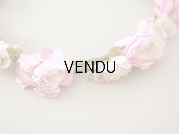 画像5: アンティーク ピンクの薔薇の布花のティアラ 花冠　 (5)