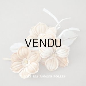 画像: アンティーク ベルベットの布花 ベージュ＆キャメル