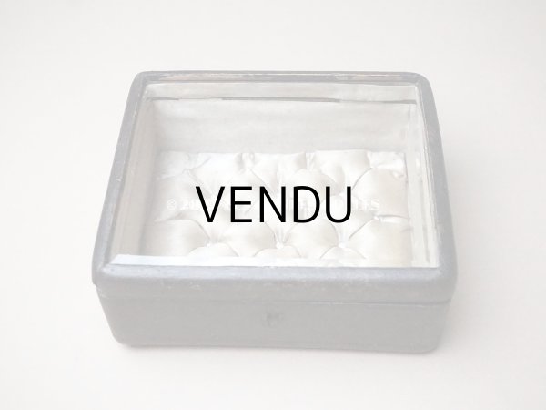 画像4: アンティーク 本革製 ジュエリーケース グレーベージュのシルク製クッション (4)