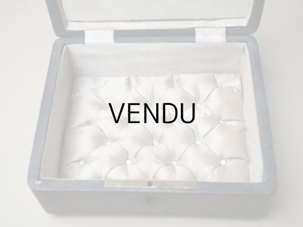 画像6: アンティーク 本革製 ジュエリーケース グレーベージュのシルク製クッション (6)