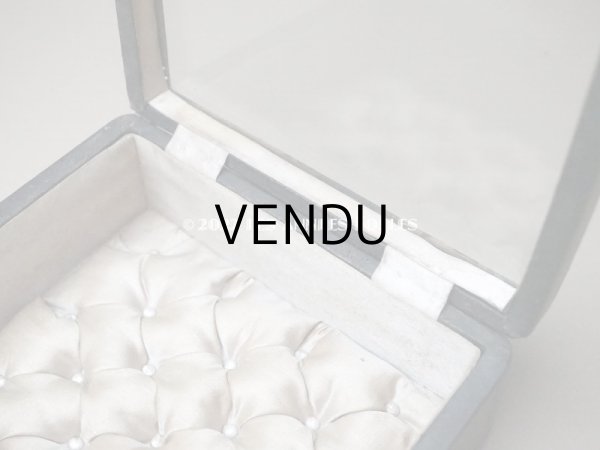 画像8: アンティーク 本革製 ジュエリーケース グレーベージュのシルク製クッション (8)