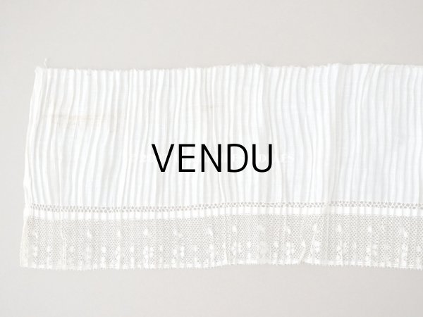 画像4: アンティーク 幅広 レース付き　プリーツ生地 コットンオーガンジー 約70cm 幅12.5cm　 (4)