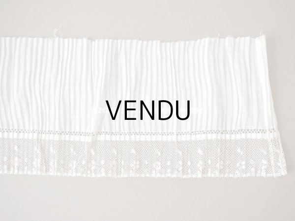 画像6: アンティーク 幅広 レース付き　プリーツ生地 コットンオーガンジー 約70cm 幅12.5cm　 (6)