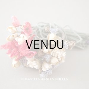 画像: アンティーク フランス国花の布花 矢車菊＆ヒナゲシ＆マーガレット