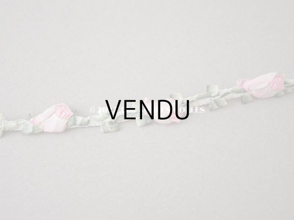 画像5: アンティーク シルク製 大きな薔薇のロココトリム ベビーピンク　31cm (5)