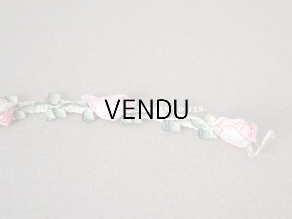 画像6: アンティーク シルク製 大きな薔薇のロココトリム ベビーピンク　31cm (6)