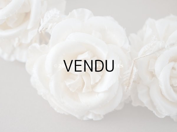 画像11: アンティーク シルクサテン 薔薇の布花のティアラ 花冠  エクリュ＆オフホワイト (11)