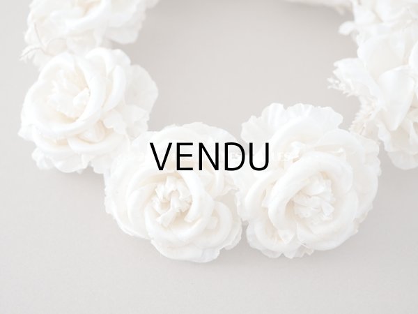 画像12: アンティーク シルクサテン 薔薇の布花のティアラ 花冠  エクリュ＆オフホワイト (12)