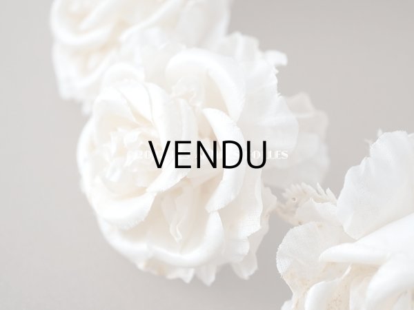 画像10: アンティーク シルクサテン 薔薇の布花のティアラ 花冠  エクリュ＆オフホワイト (10)