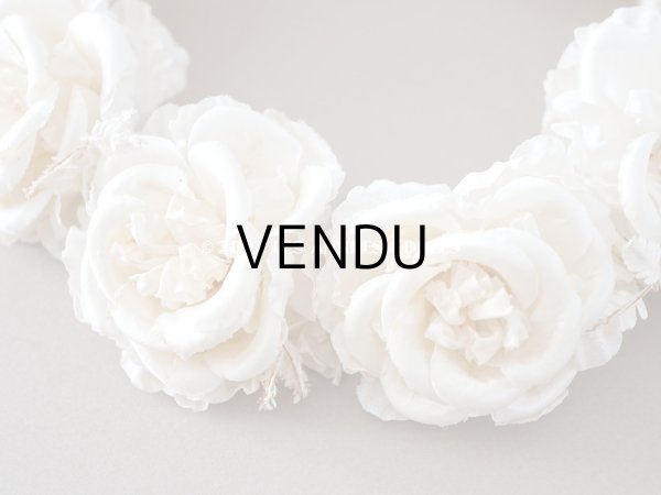 画像7: アンティーク シルクサテン 薔薇の布花のティアラ 花冠  エクリュ＆オフホワイト (7)